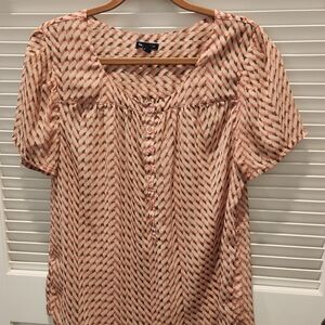 GAP Women's Rose, brown and Cream Chevron Blouse